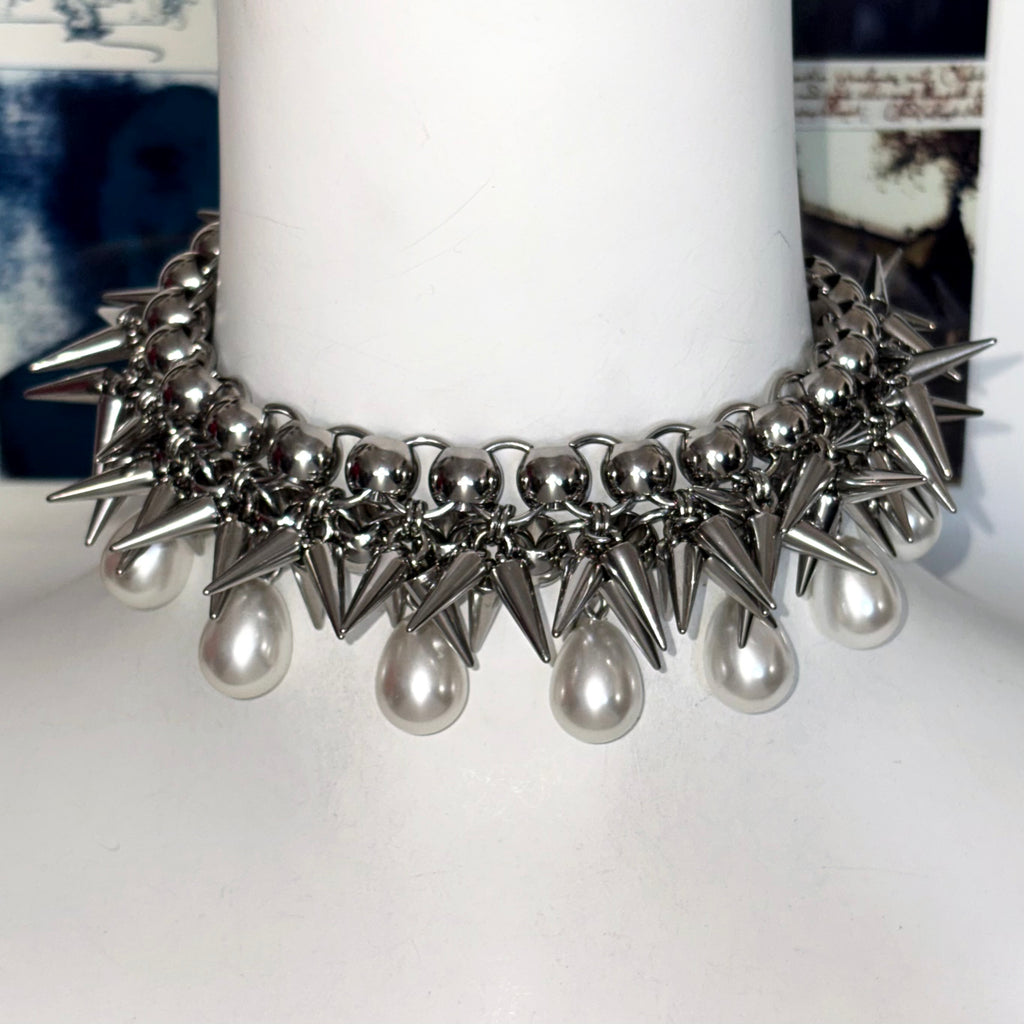The Siren’s Armour spiked pearls choker /collar / necklace