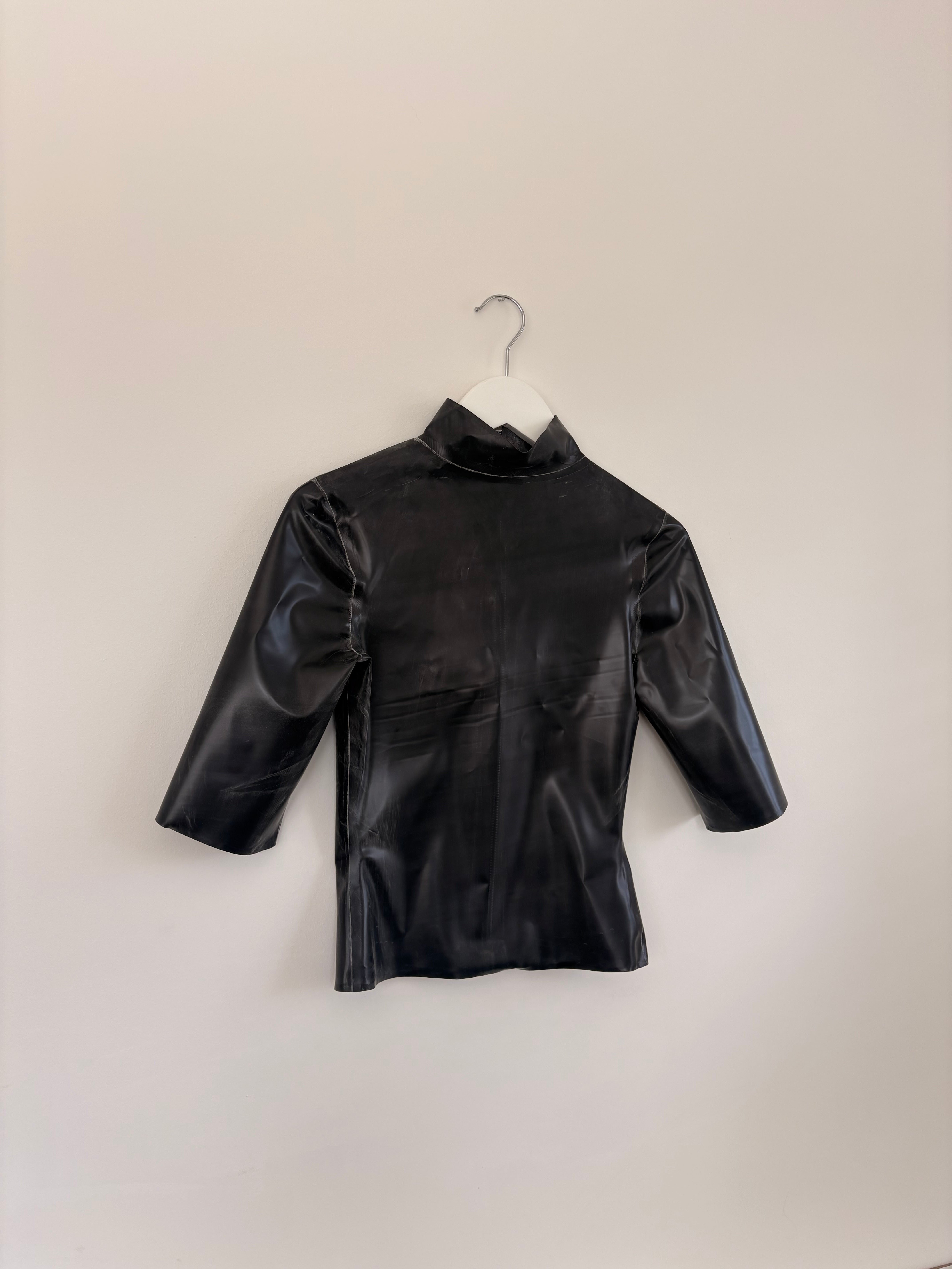 Latex High Neck, Crop Sleeved T-shirt