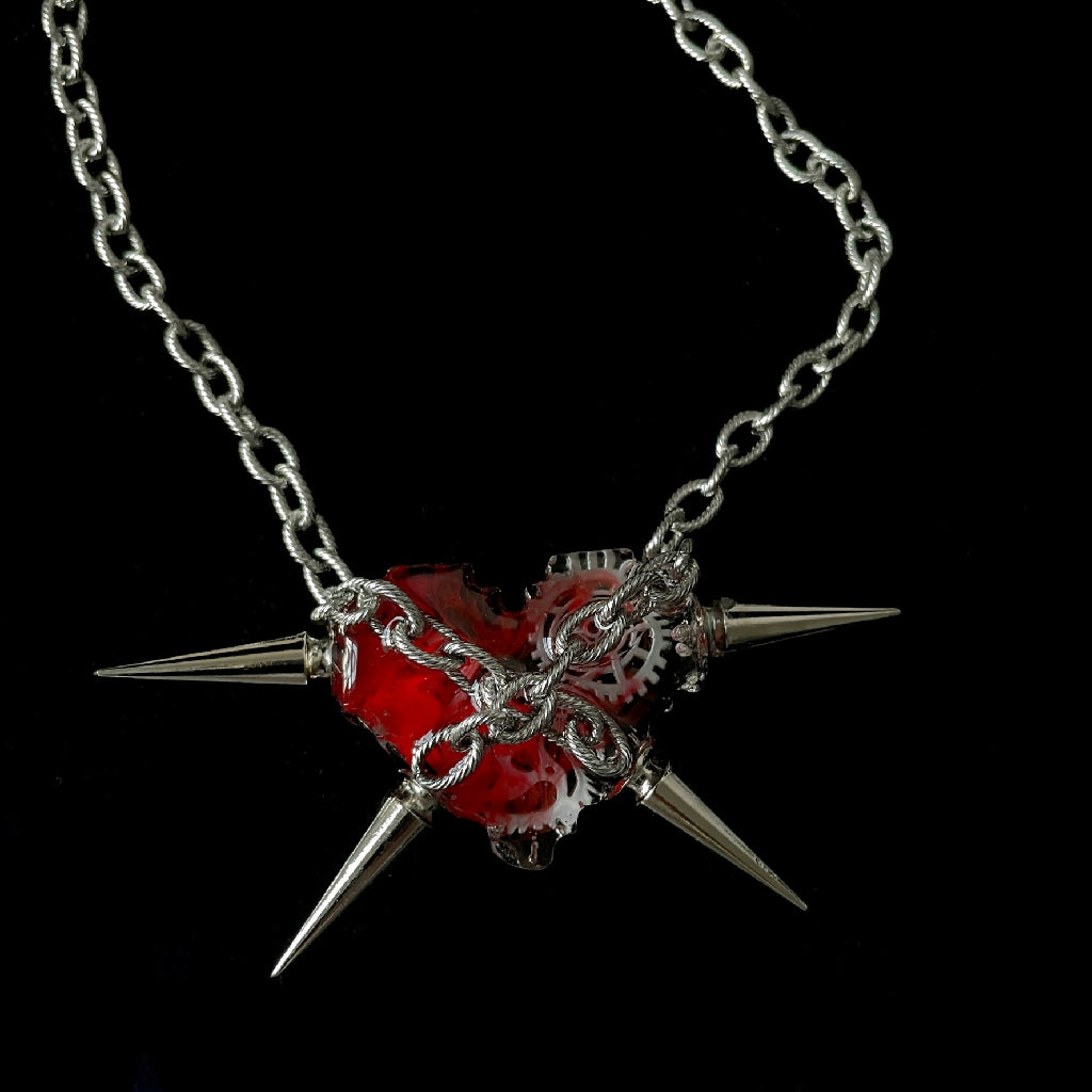 Bleeding cyber heart necklace