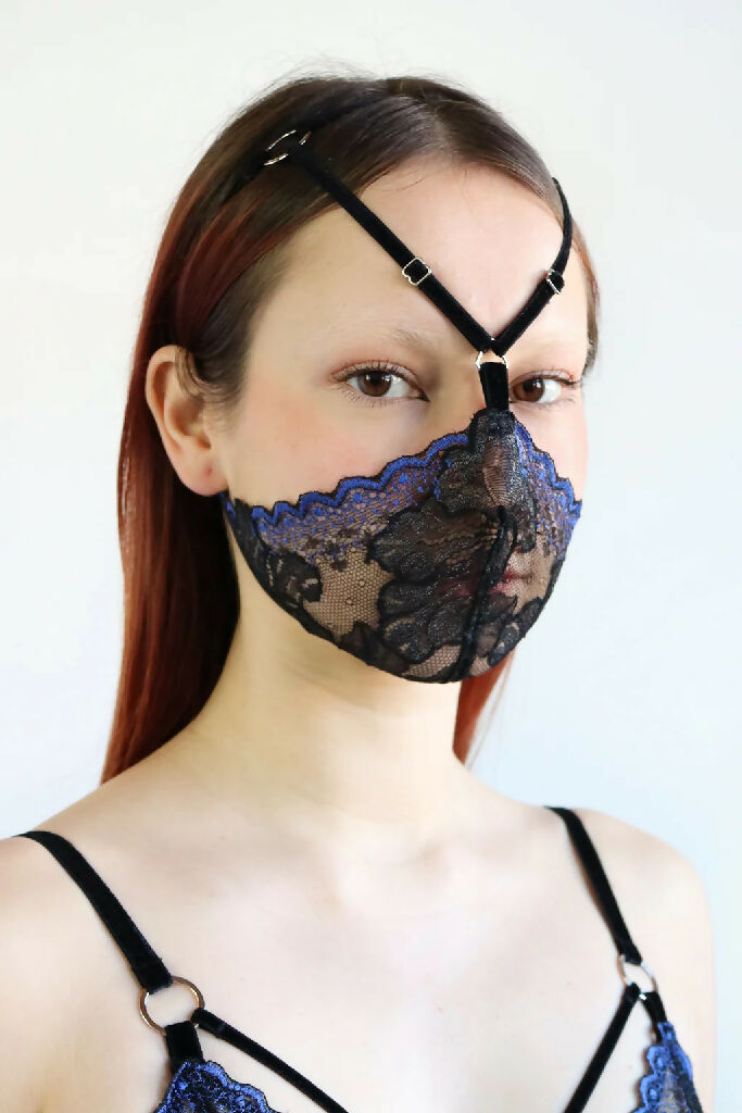 Black Lace Velvet Face Harness