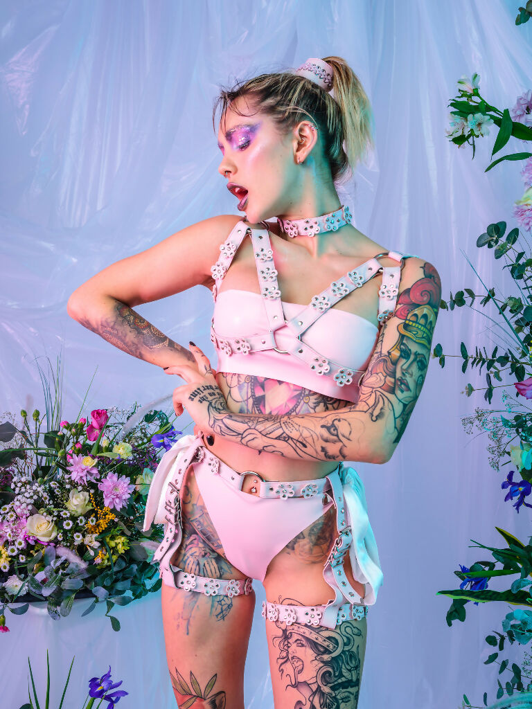 Custom Daisy Cage Bra harness With studs