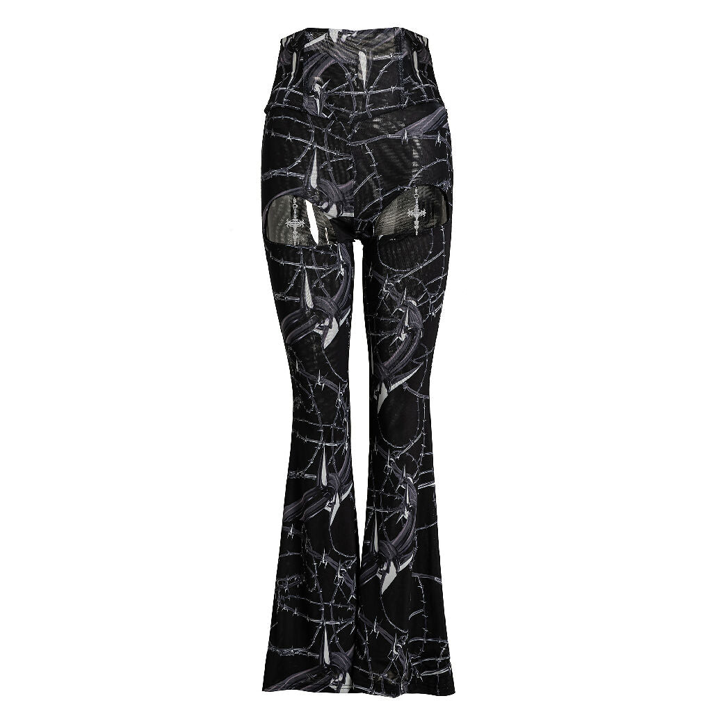 Corset High waist &Thorns printed mesh trousers