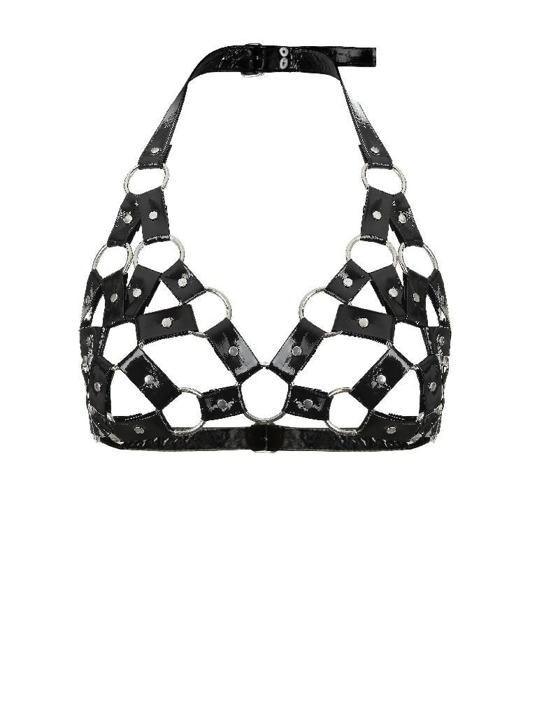 Bra made of lack and metal BLACK
