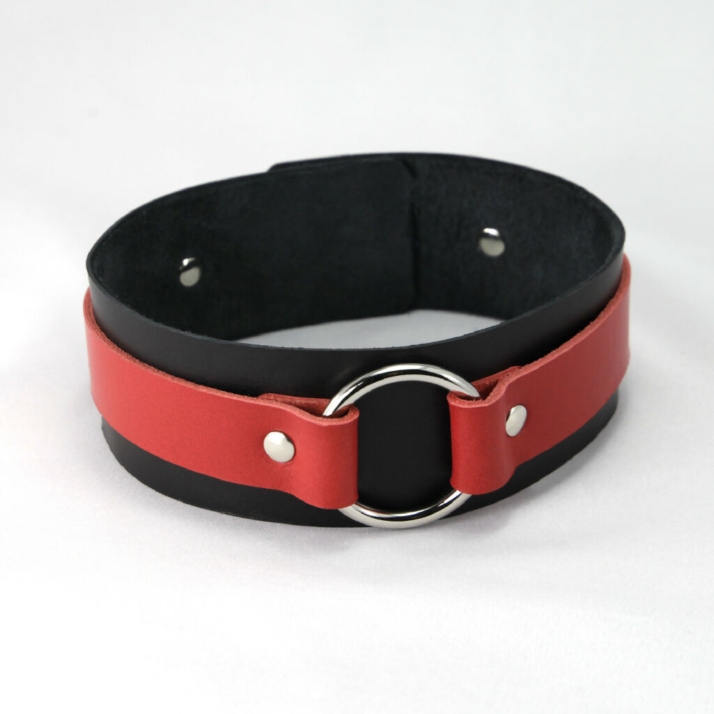 Leather Collar Black/Red