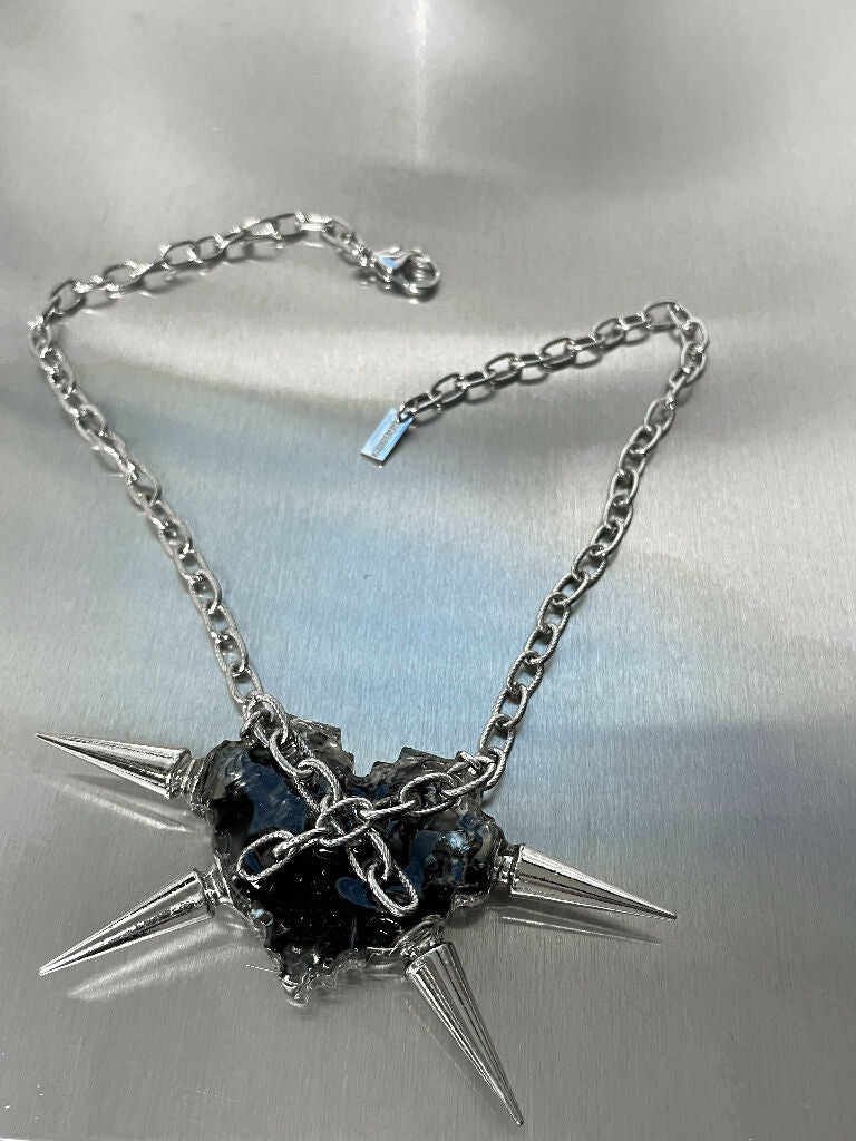 Undying love spiked black Heart necklace