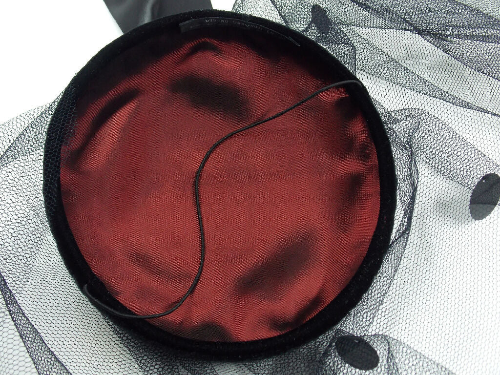 Black spot veil bow hat8