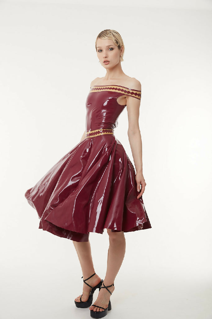 Amentium Without Warning Latex Bardot Dress Side
