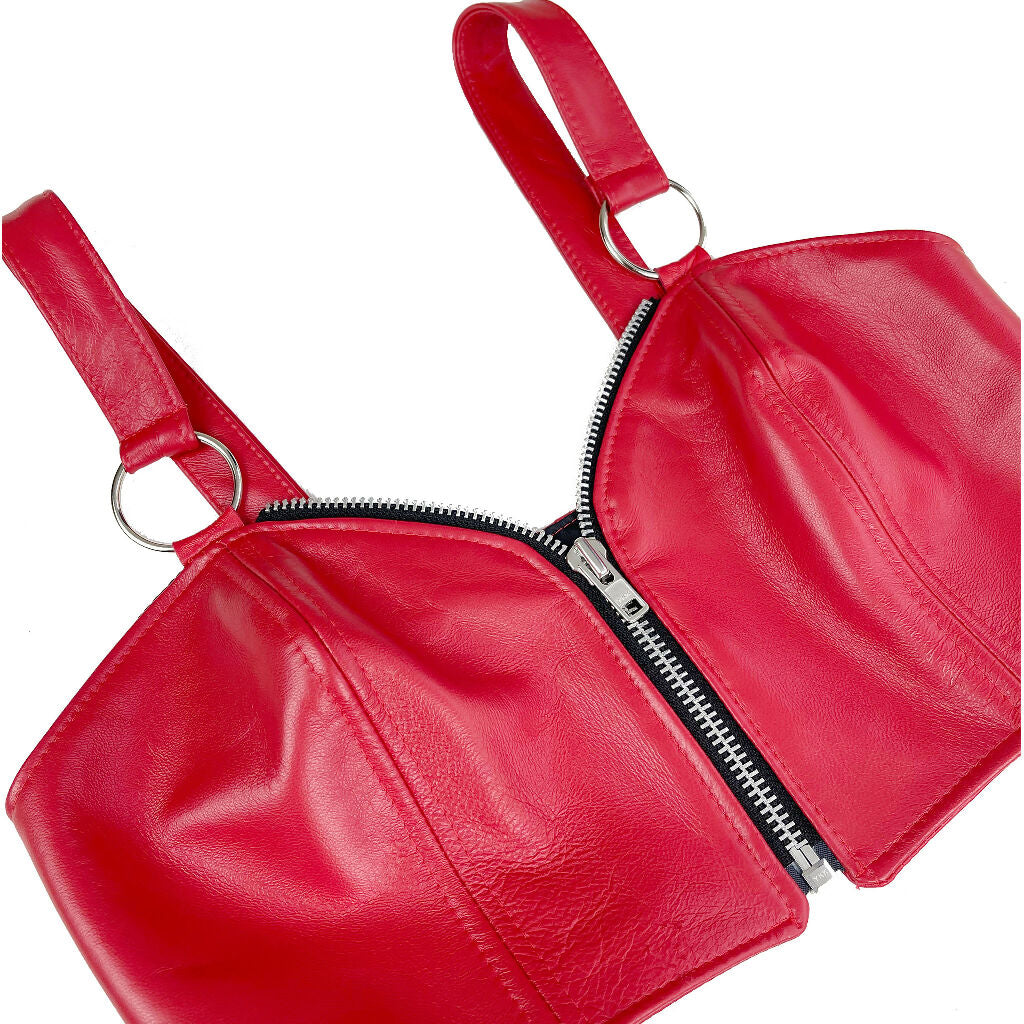 Alicia Red Leather Midi Bustier