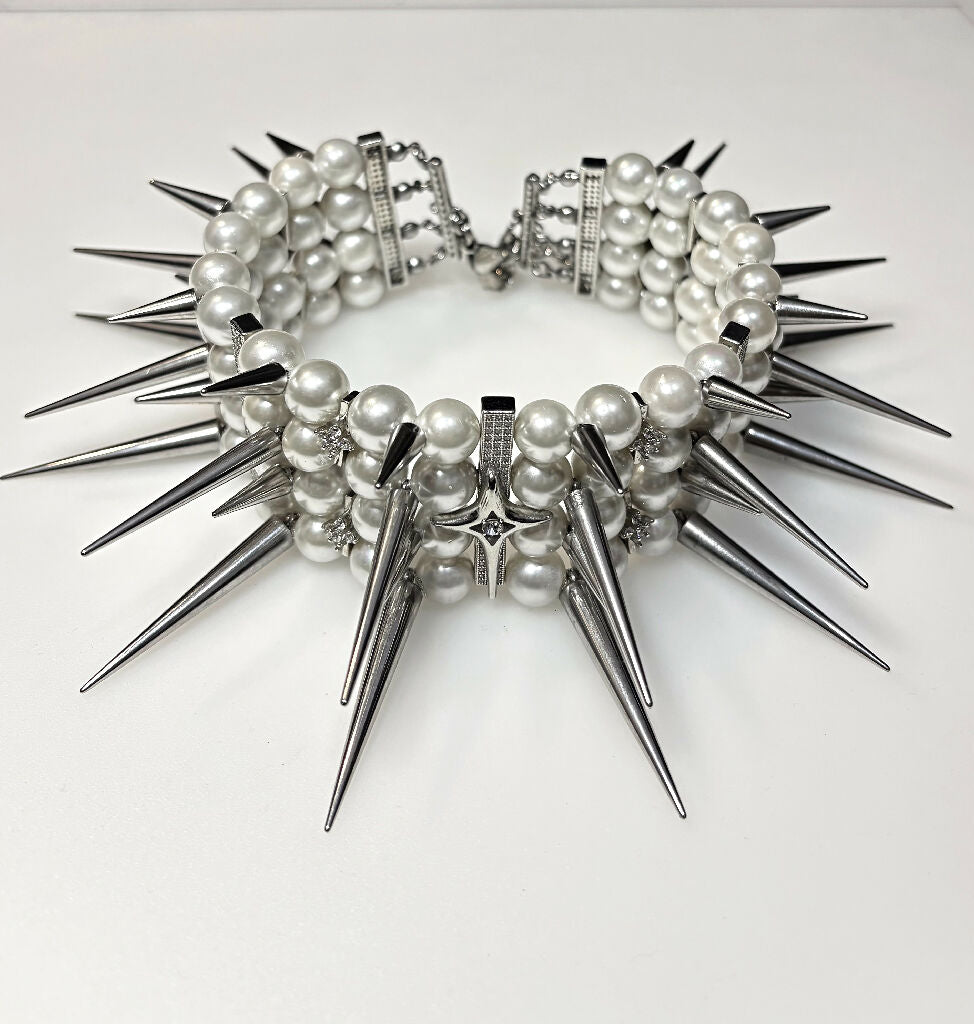 Crown of Thorns Pearl spiked choker