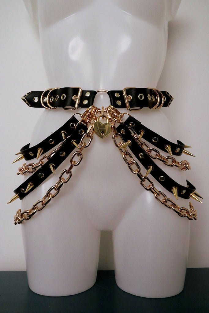Lyra chain and spike statement harness belt