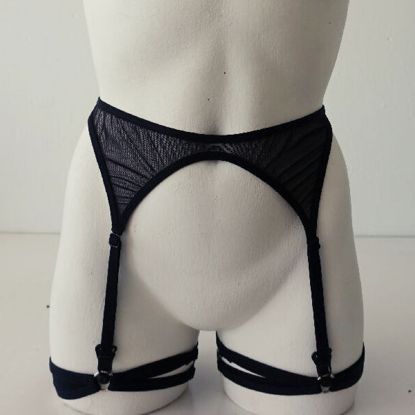Black Suspender Belt and Leg Straps - ISHTAR