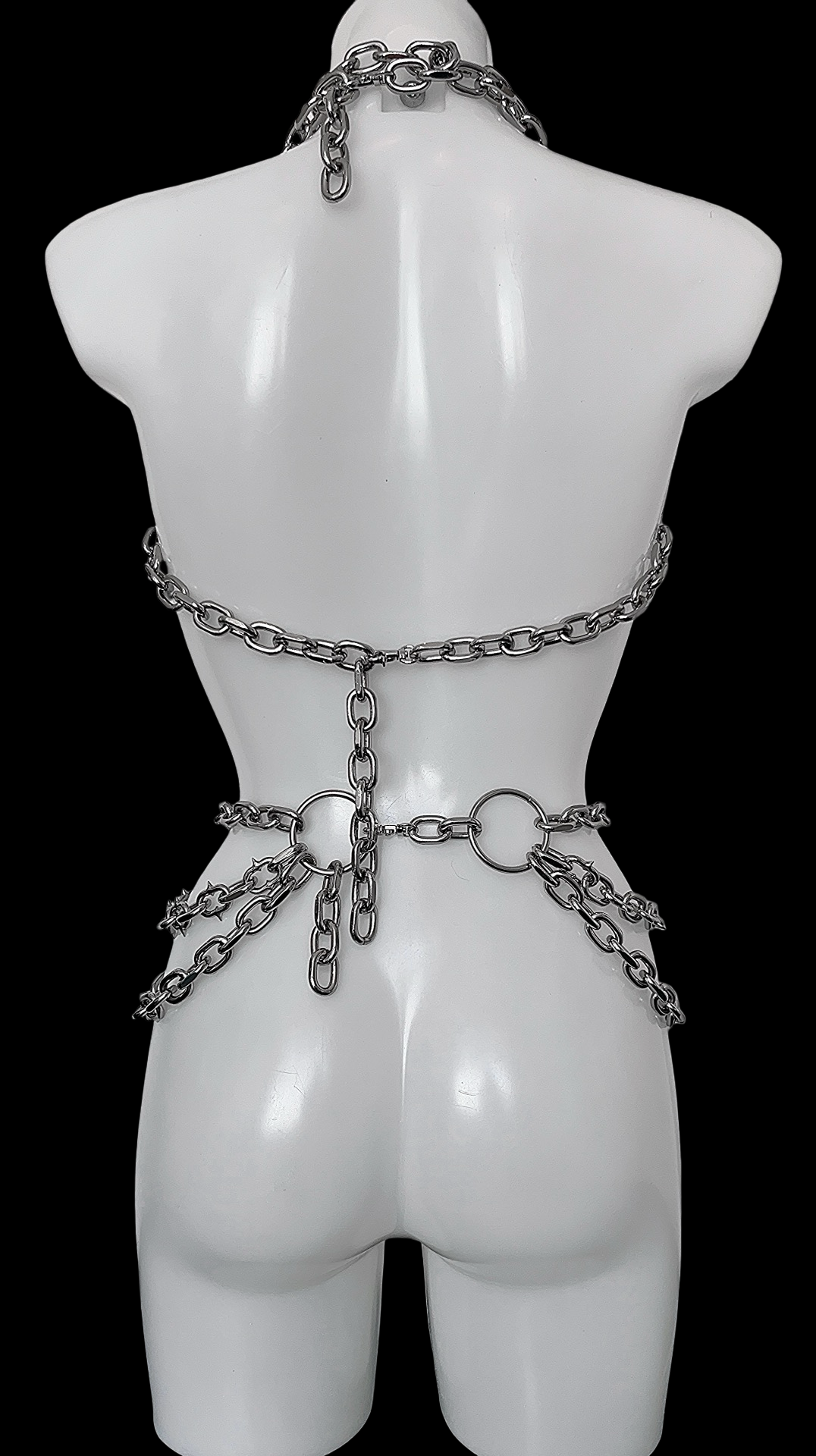 Mishka rose spiked chain harness, choker and belt set