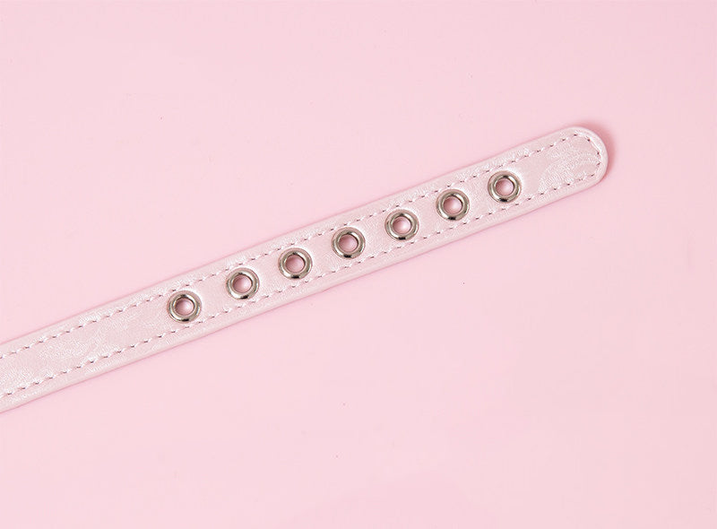 Pink and Silver Crystal Cameo Collar and Leash Set