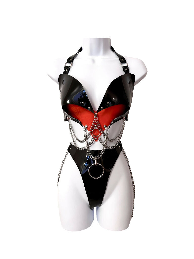 HEART IN CHAINS SET - BLACK AND RED