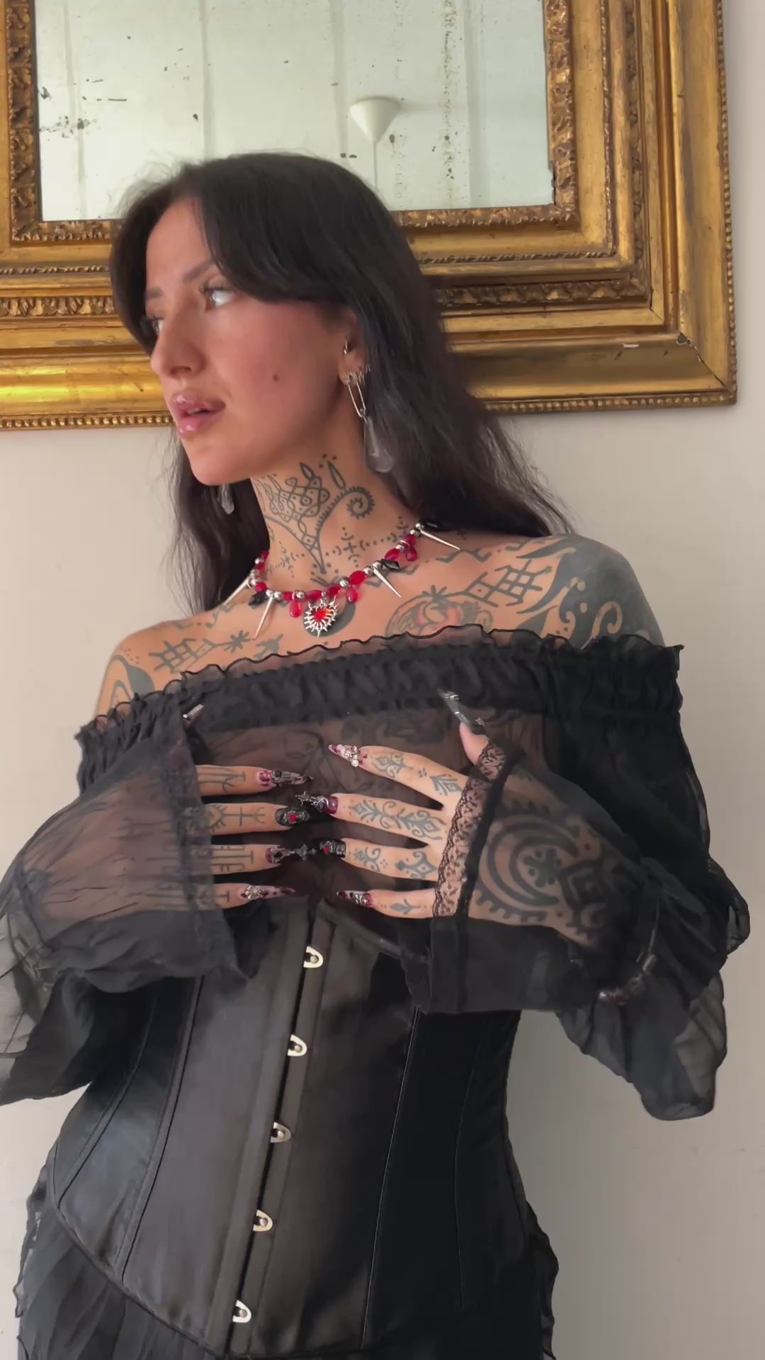 Load video: Spiked Red Heart necklace