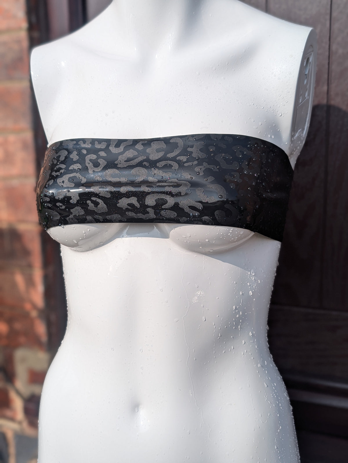 Leopard Latex Underboob Bandeau Bra