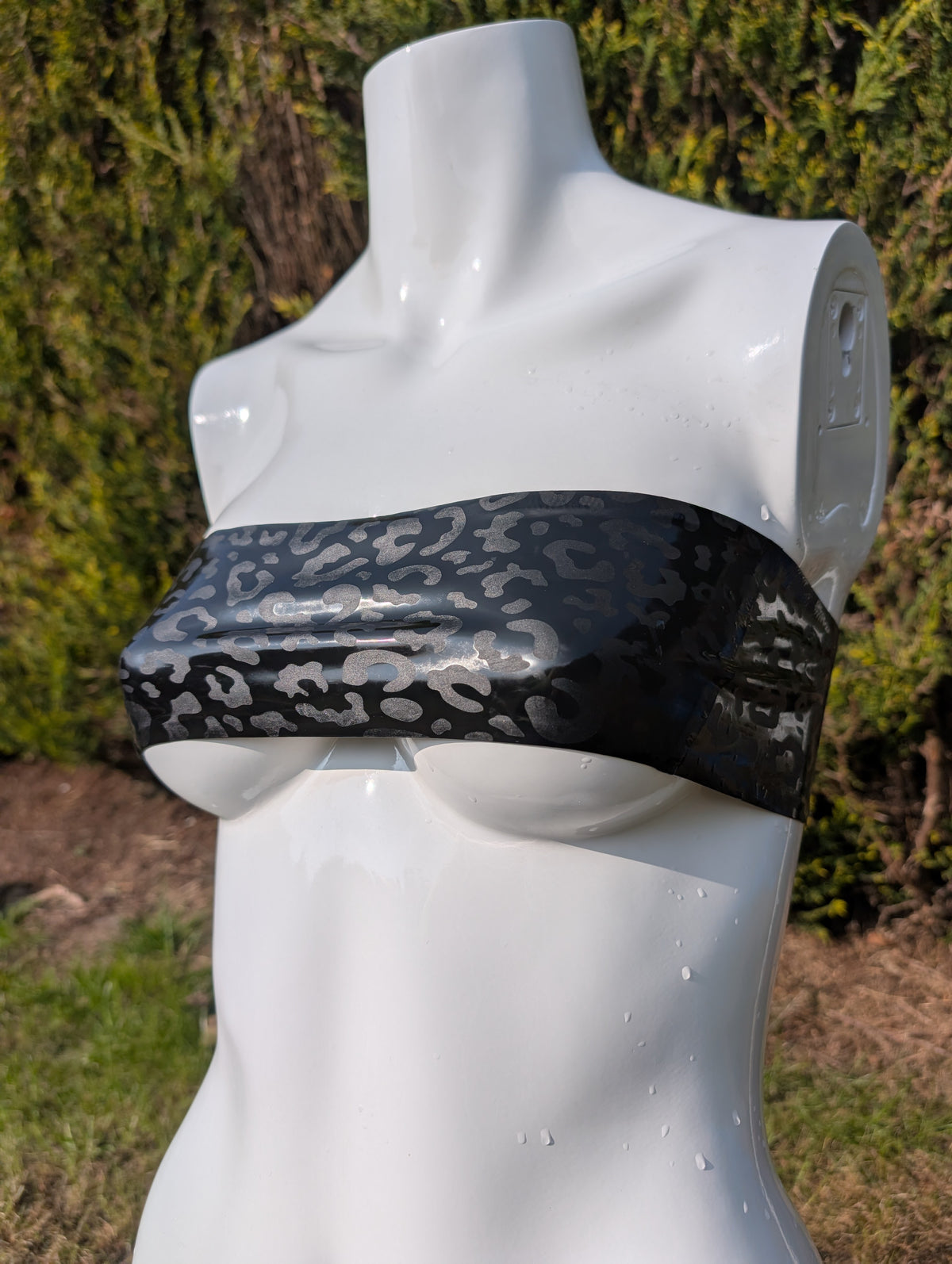 Leopard Latex Underboob Bandeau Bra