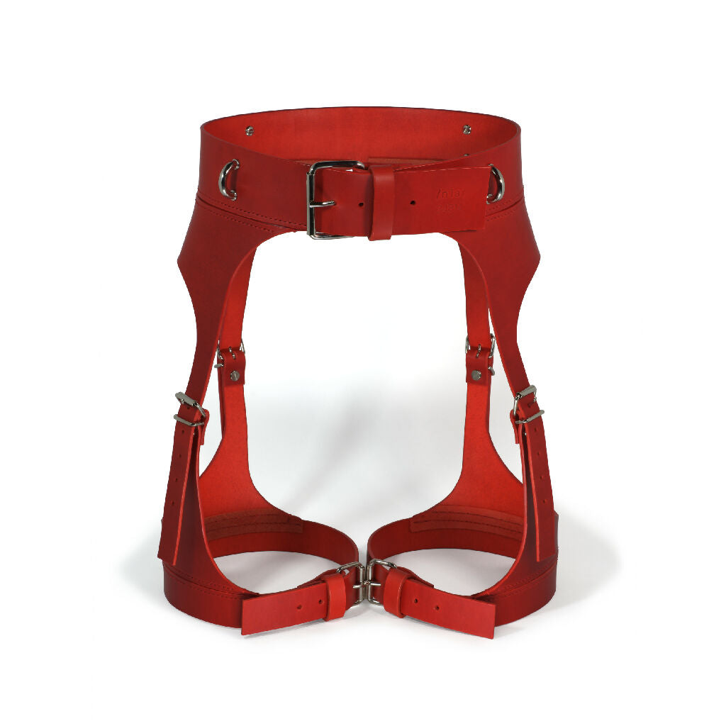 Leather Harness with Suspender Garters