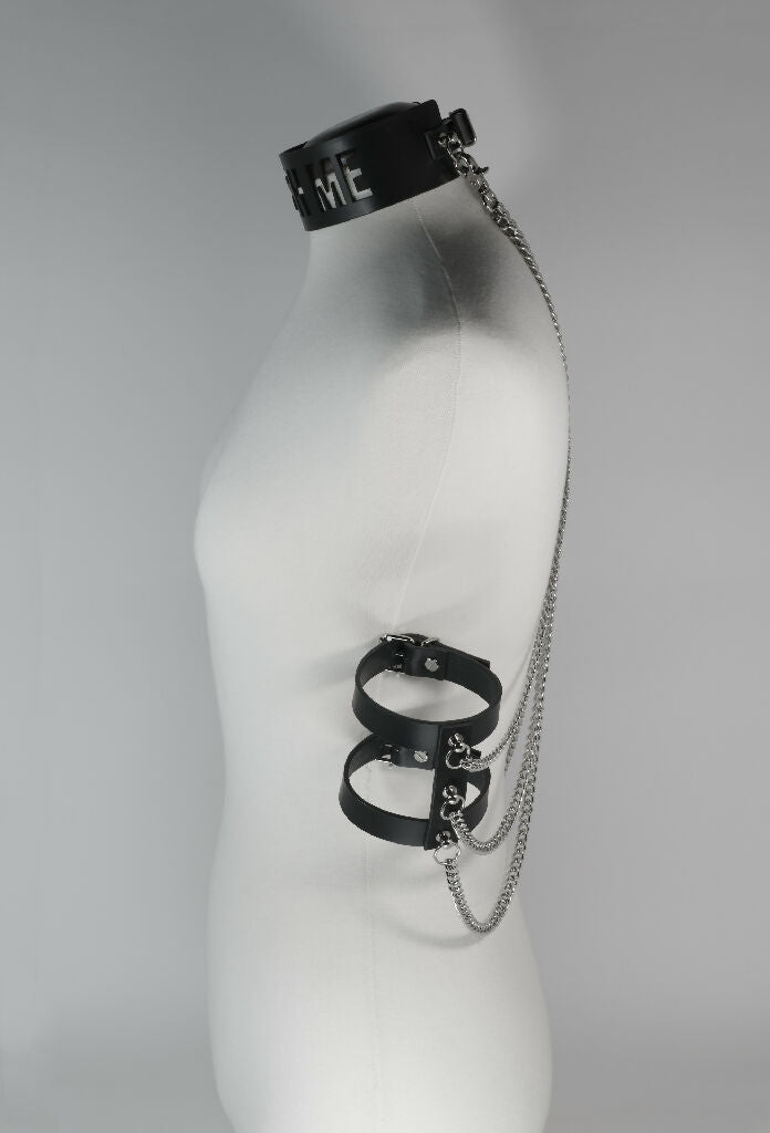Leather Choker Lasercut with Arm Cuffs and chains