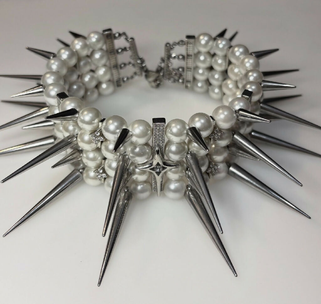 Crown of Thorns Pearl spiked choker