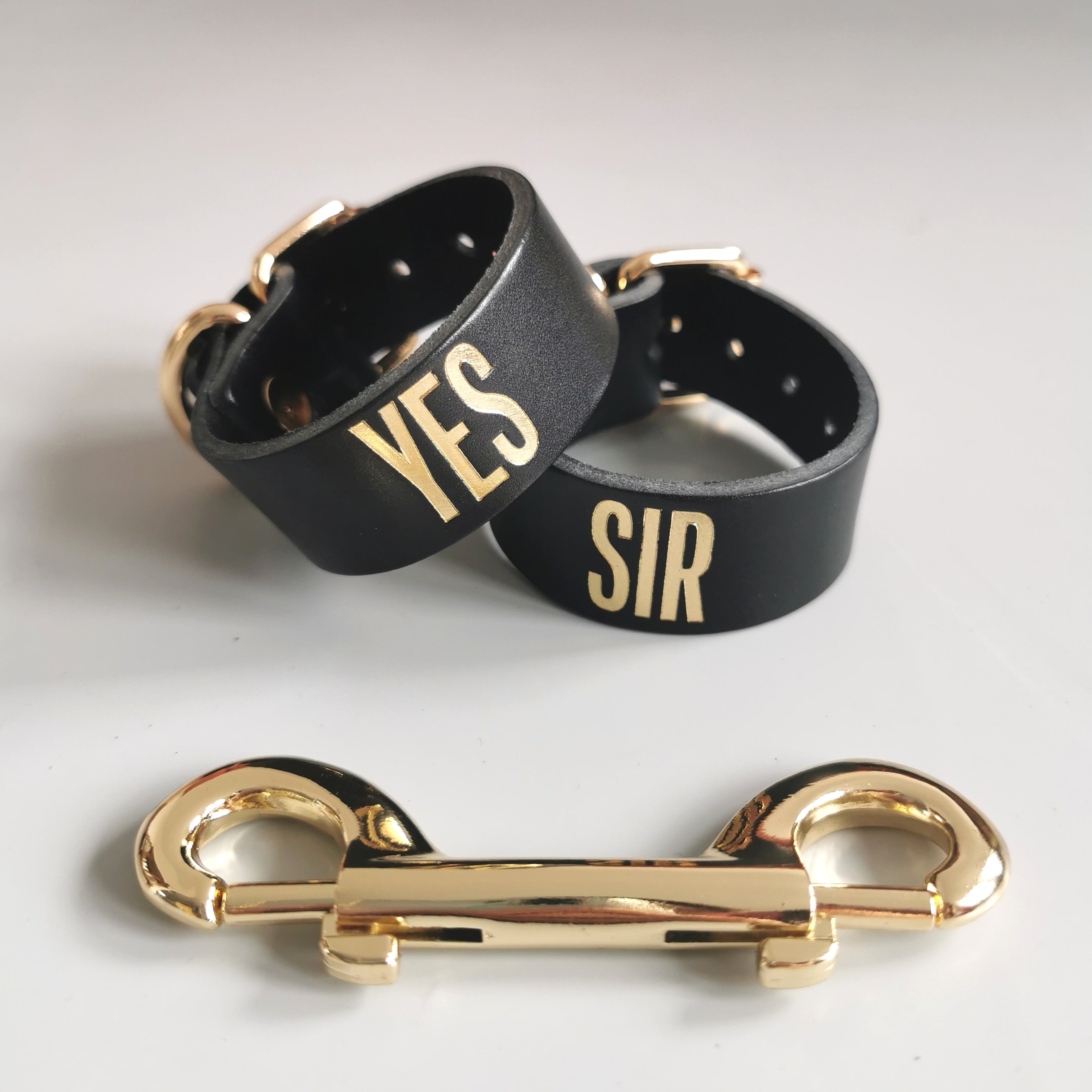 Leather Handcuffs "Yes Sir"