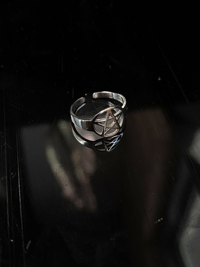 Pentagram foot fetish gothic toe ring, sterling silver