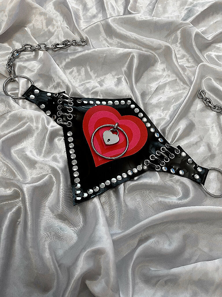Be mine pvc heart padlock belt
