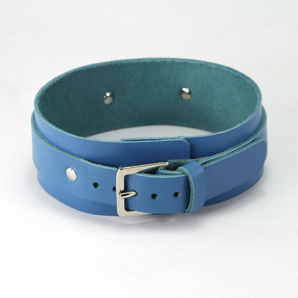 Leather Collar Blue
