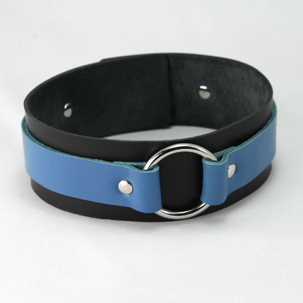 Leather Collar Black/Blue