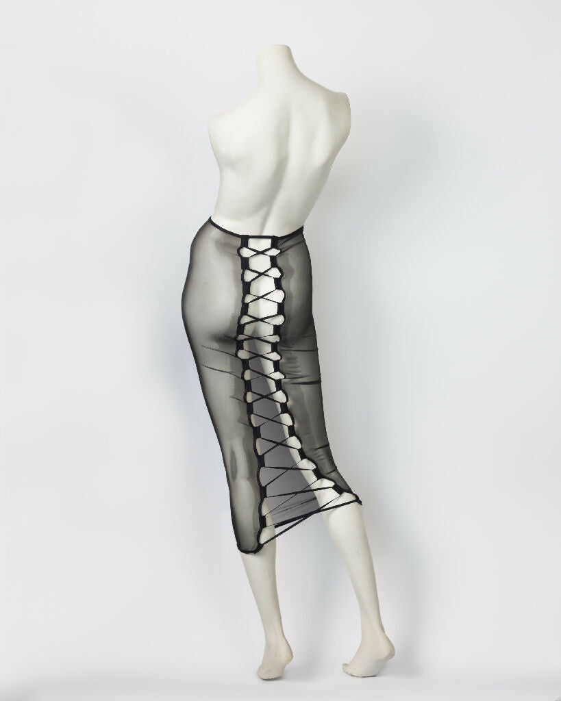 sheer-black-mesh-lace-up-pencil-skirt-iona-smith-scott