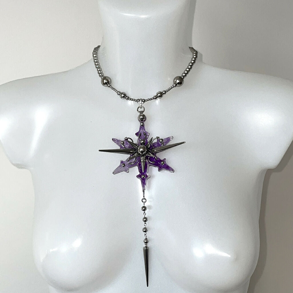 Frostfire long spikes necklace <4 different colors >