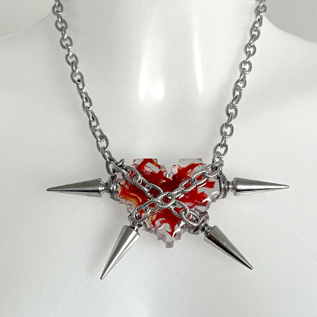 Bleeding cyber heart necklace