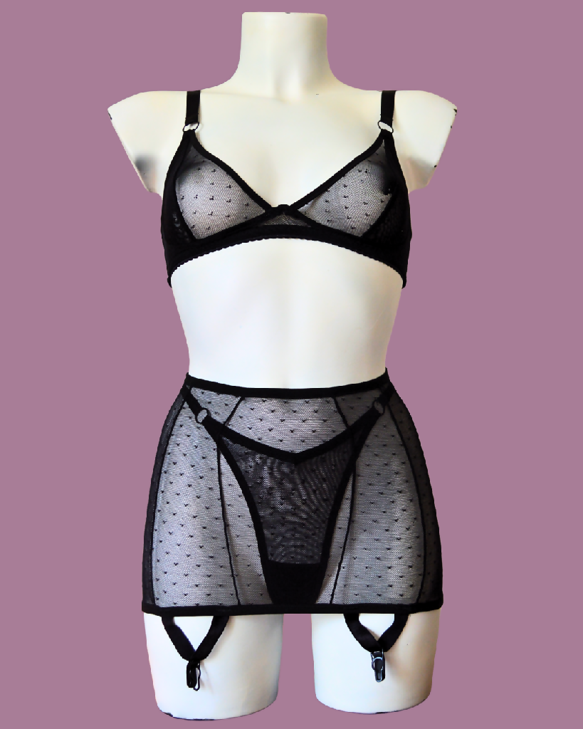 The wire free TOUCH bra in soft stretch pin dot mesh. LIMITED EDITION