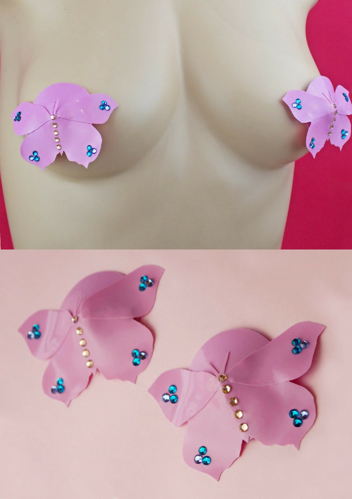 BUTTERFLY LATEX NIPPLE PASTIES ( PICK YOUR COLOUR )