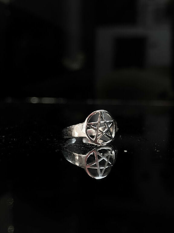 Pentagram foot fetish gothic toe ring, sterling silver