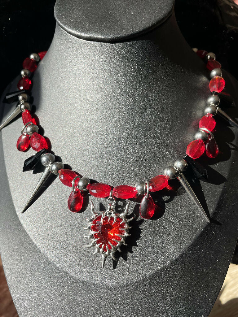 Spiked Red Heart necklace