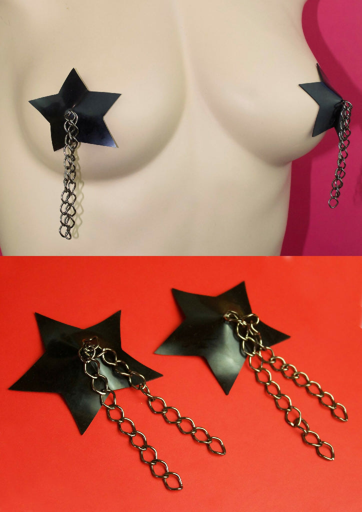 KrakenCounterCouture-pasties-burlesque-rubber-latex-black-star-chain-tassle-copy-scaled