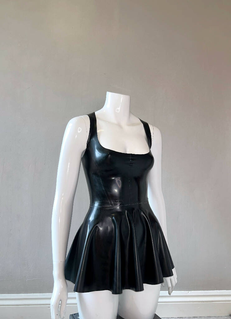 Latex Corset Style Mini Dress with Circle Skirt