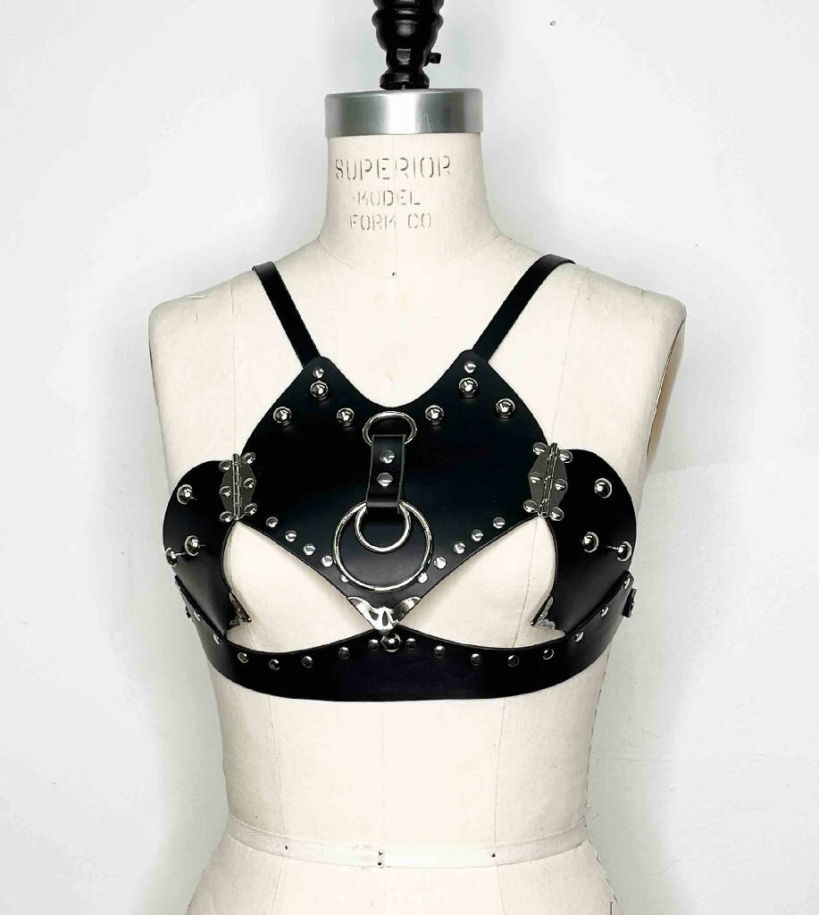 Sierra Hinged Open Cup Leather Bra