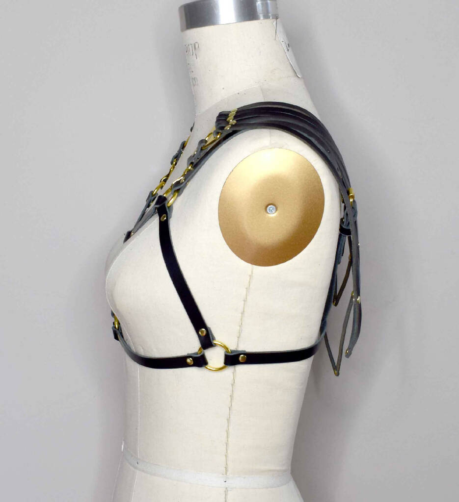 Celine Capelet Harness Bra with Removable Art Deco Capelet