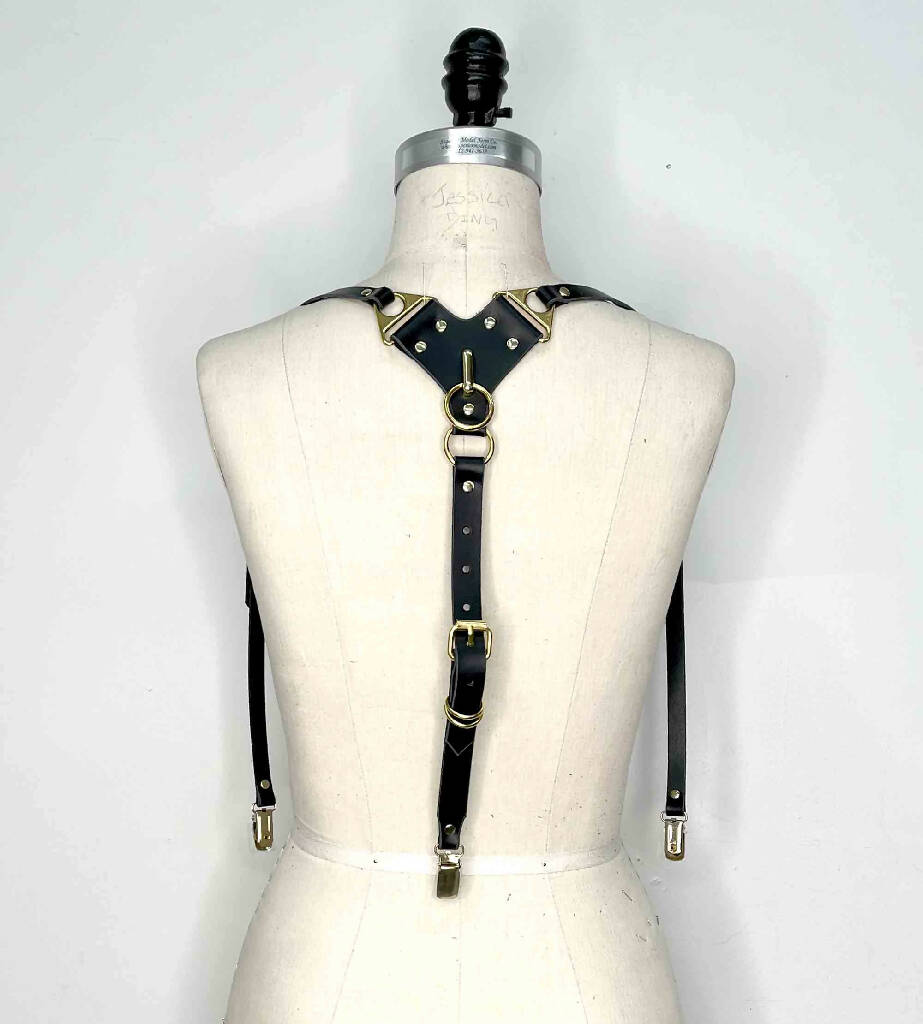 Rowan Slim Y-Back Leather Suspenders