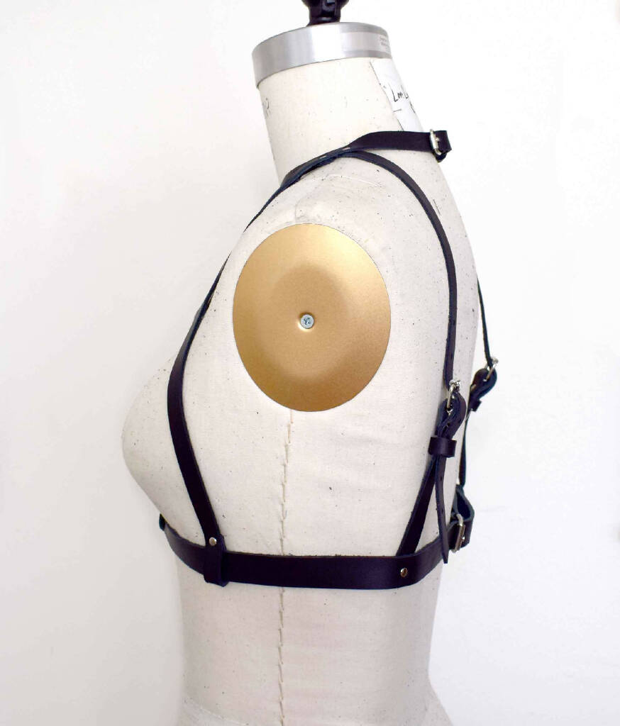 Tui High Neck Leather Harness Bra