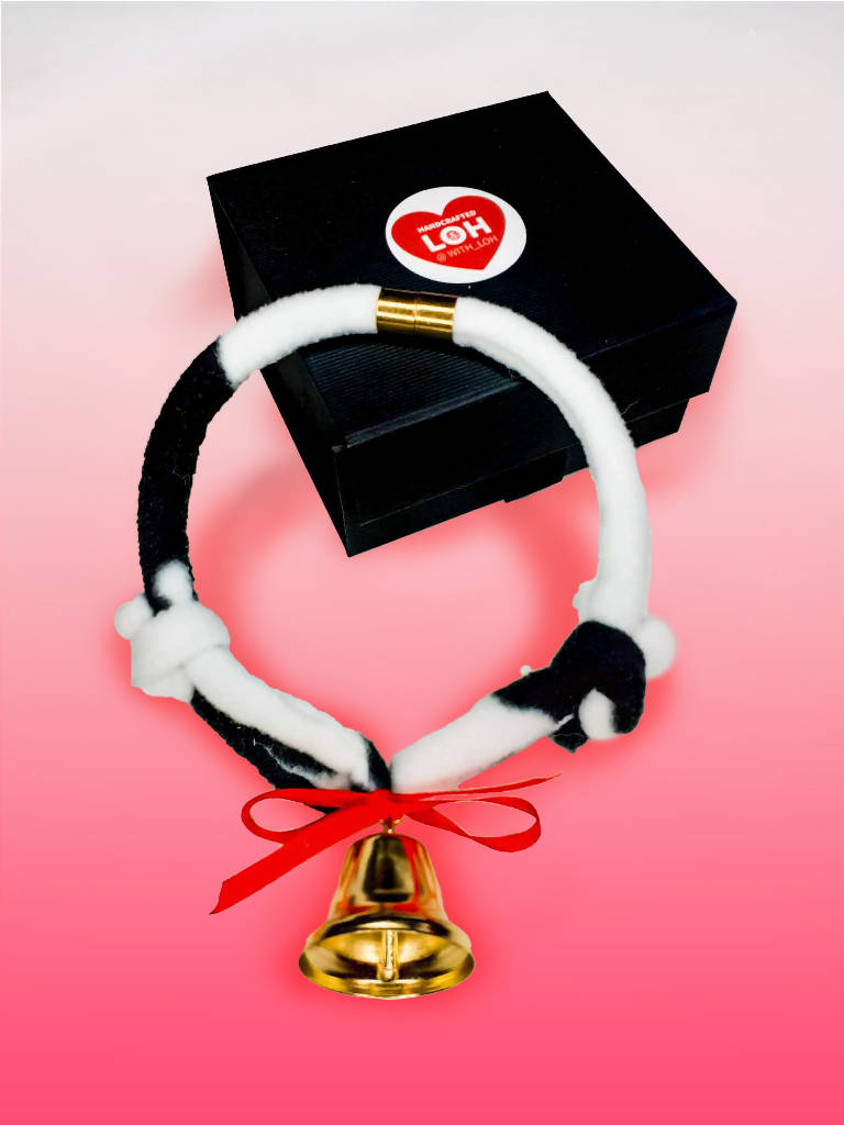 Shibari Gold Cow Bell Fleece Choker • Magnetic • Adjustable • With Gift Box