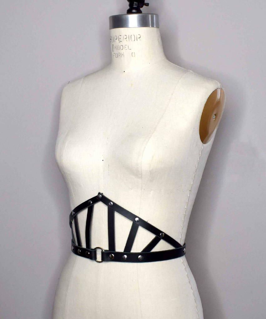 Suzy Black Leather Wide Harness Belt