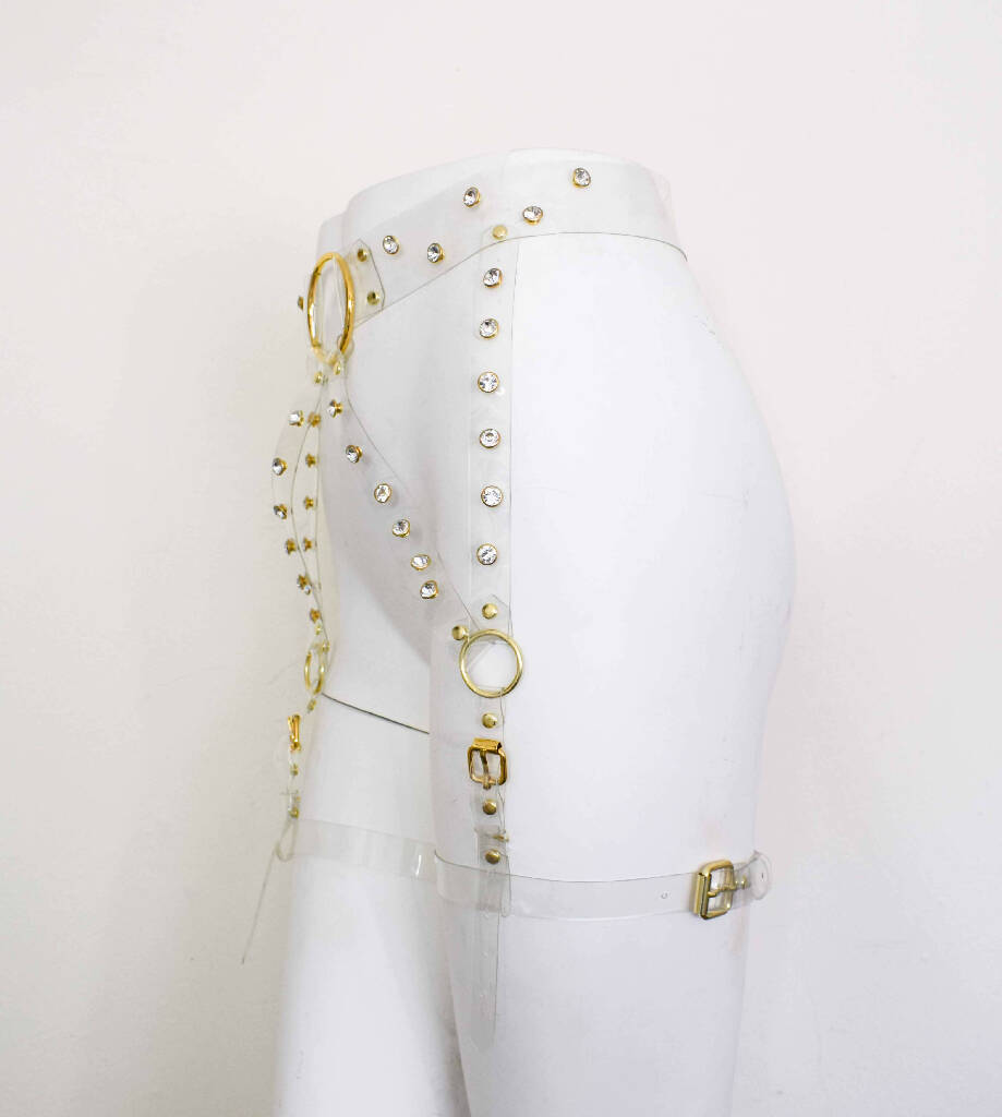 Tina Clear Vinyl Rhinestone Leg Harness