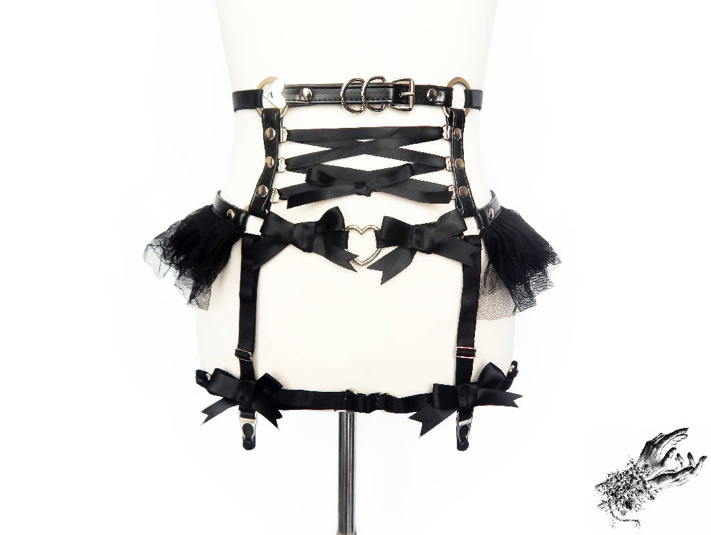 Black Vegan Leather Corset Garter Belt – Charmskool Shop