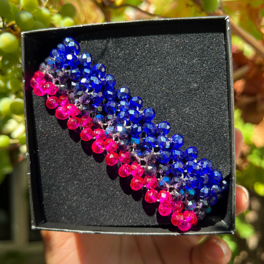 Pink, Purple and Blue Bisexual Beaded Choker