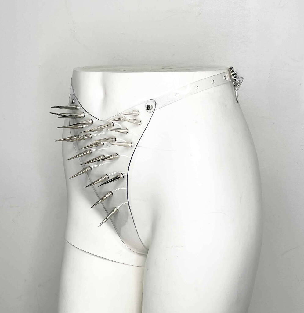Andromeda Spiked Clear PVC Thong