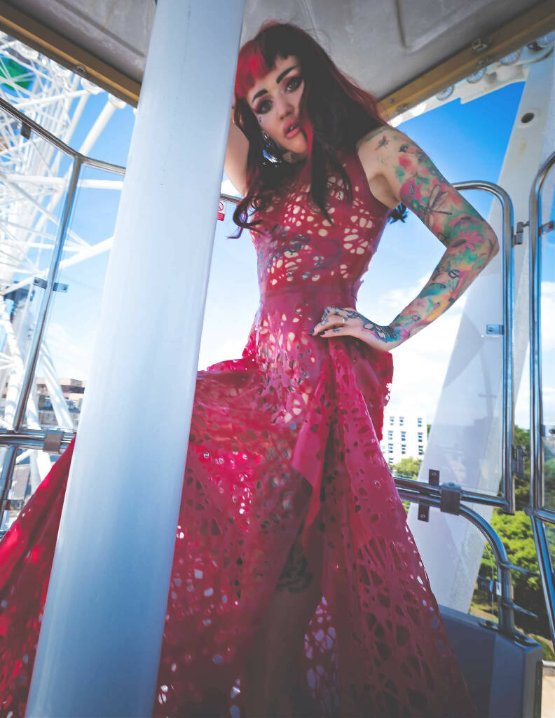 Latex Mesh Maxi Dress Alexa