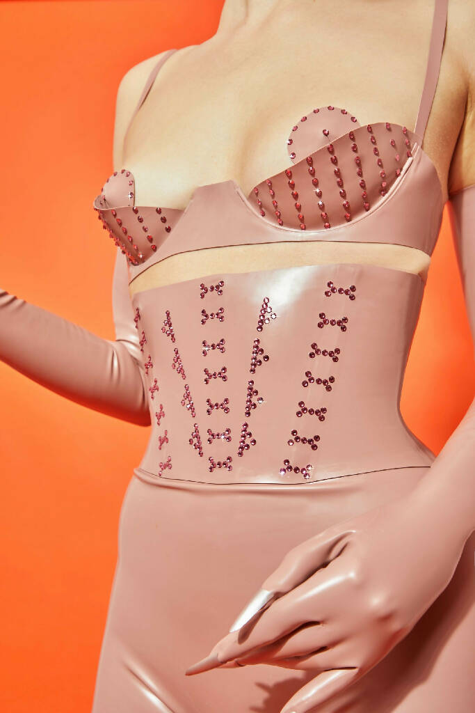PEAK-A-BOO LATEX DEMI CUP BRA ( PICK YOUR COLOUR )